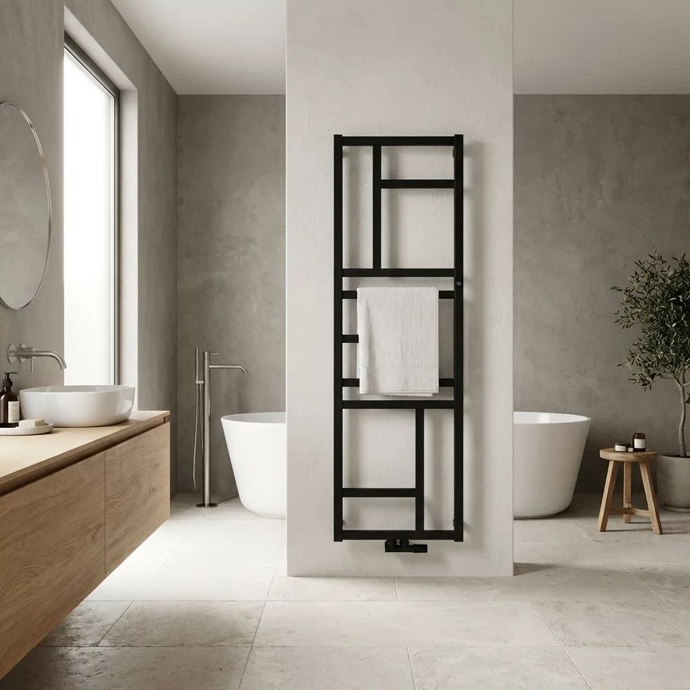Calorifer de baie portprosop Rune Svala 1140x500 mm negru satinat