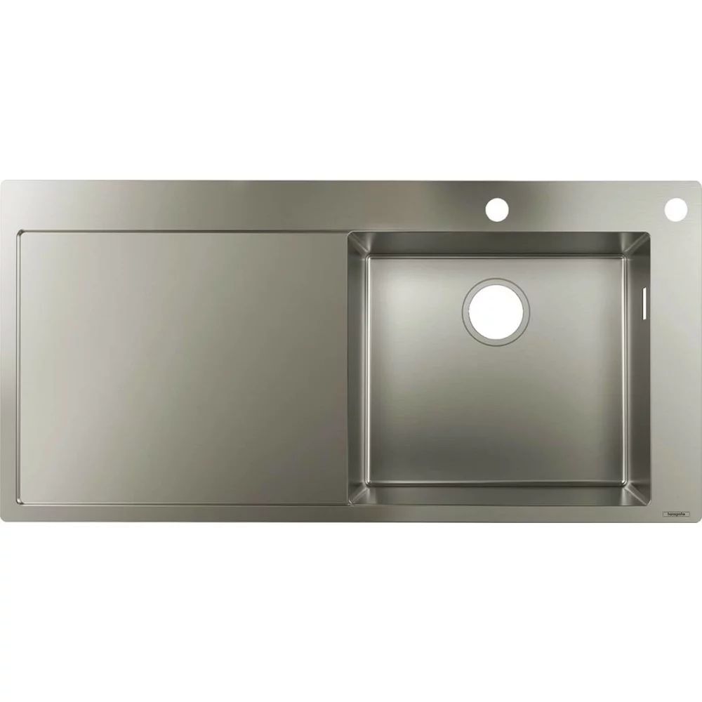 Chiuveta bucatarie Hansgrohe S71 inox 104.5x51 cm picurator dreapta cu orificiu buton control