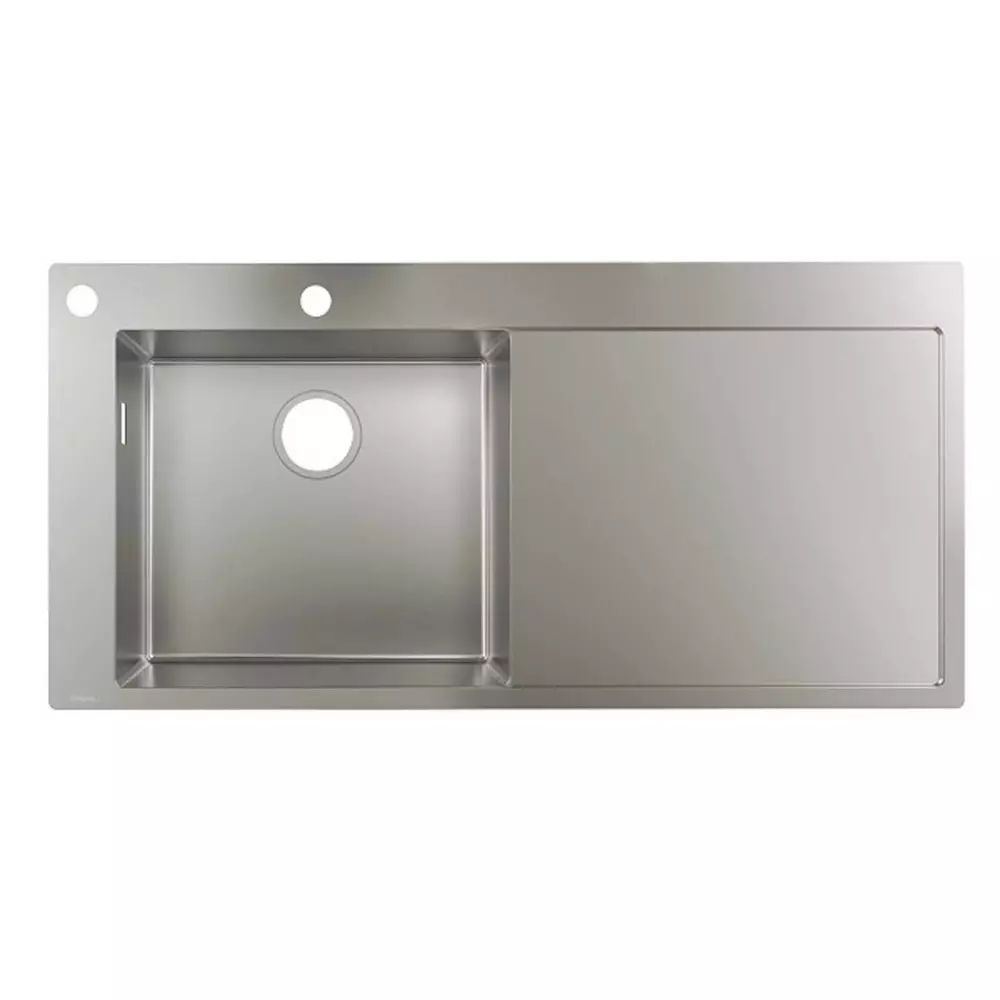 Chiuveta bucatarie Hansgrohe S71 inox 104.5x51 cm picurator stanga cu orificiu buton control