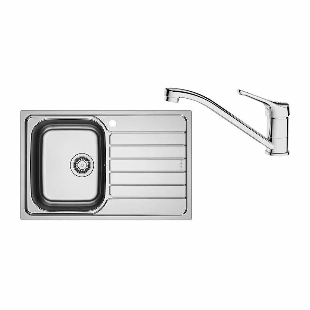 Chiuveta bucatarie inox Franke Spark 78x50 cm cu 1 cuva cu picurator stanga finisaj lucios plus baterie crom