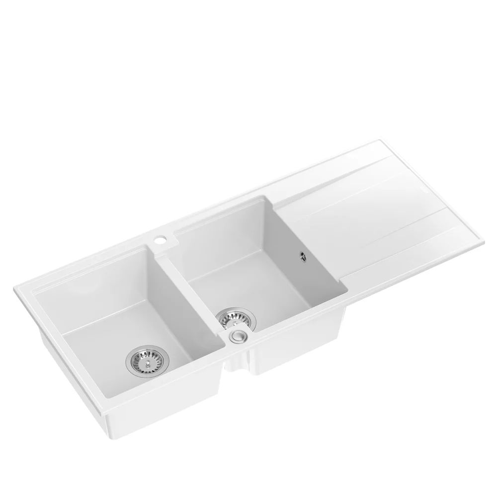 Chiuveta compozit incastrata Quadron Evan 121 alb - inox 116x50 cm