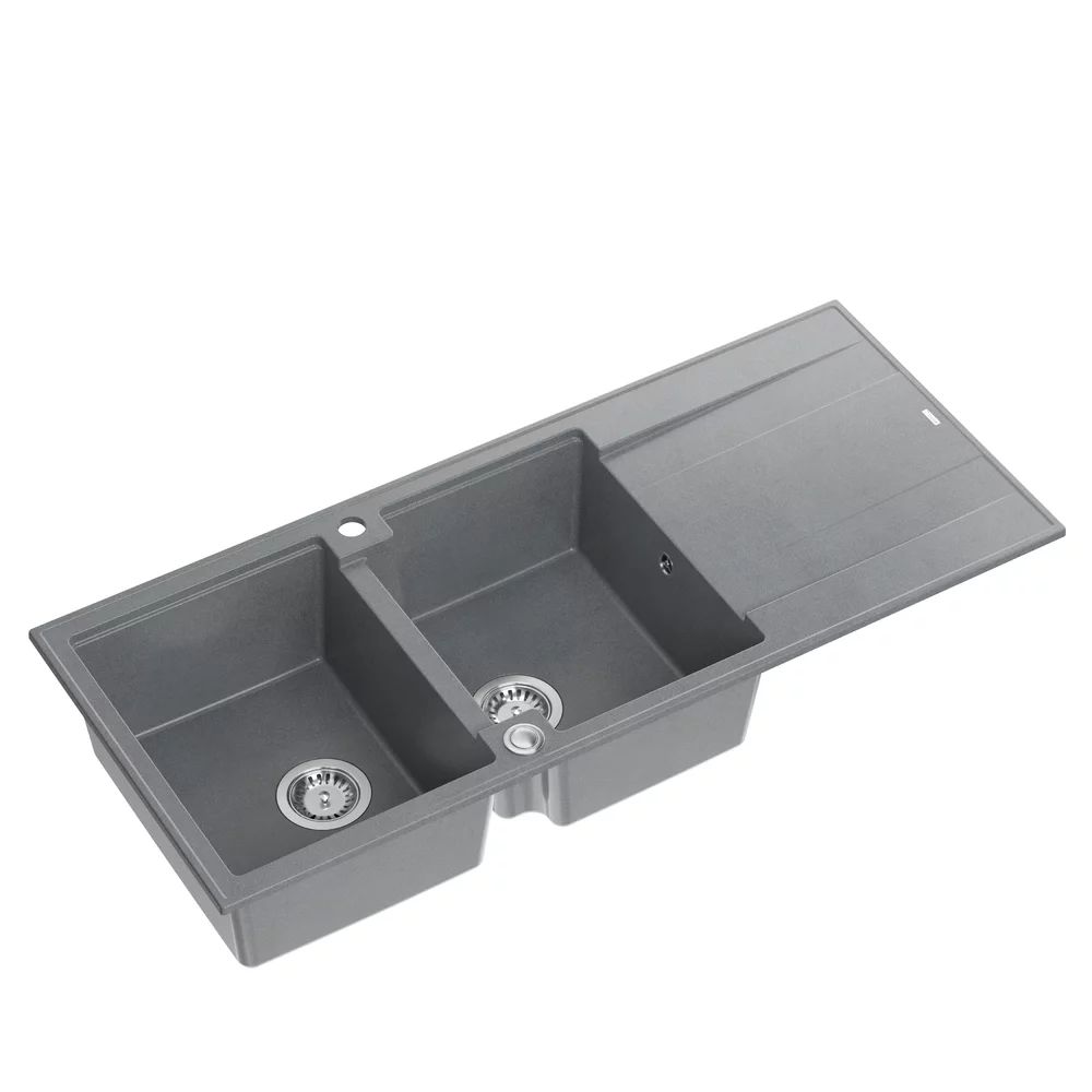 Chiuveta compozit incastrata Quadron Evan 121 gri - inox 116x50 cm