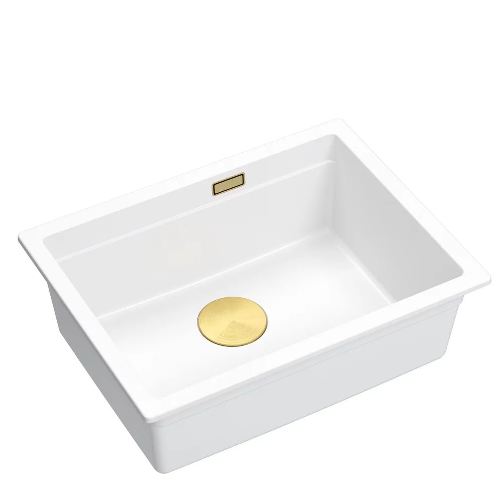 Chiuveta compozit sub blat Quadron Logan 100 alb - auriu 59.5x45.1 cm