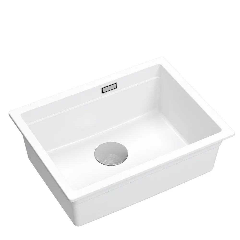 Chiuveta compozit sub blat Quadron Logan 100 alb - inox 59.5x45.1 cm