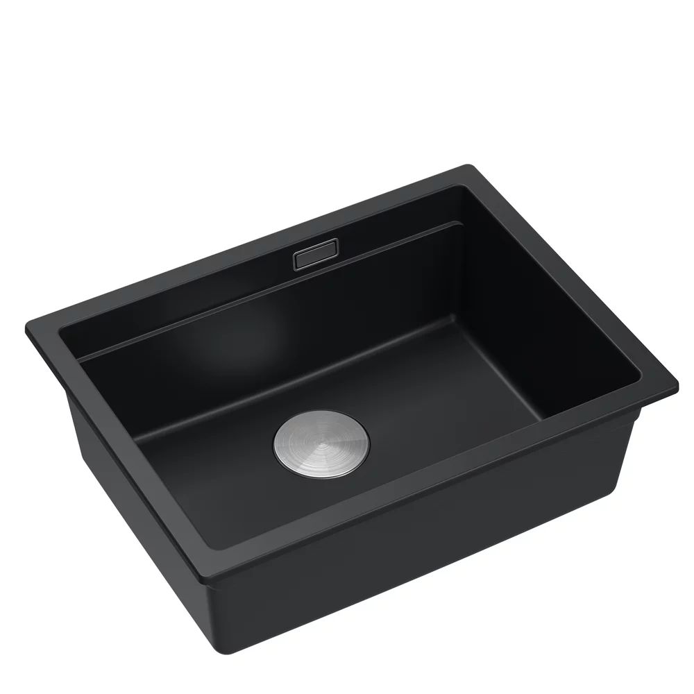 Chiuveta compozit sub blat Quadron Logan 100 negru - inox 59.5x45.1 cm