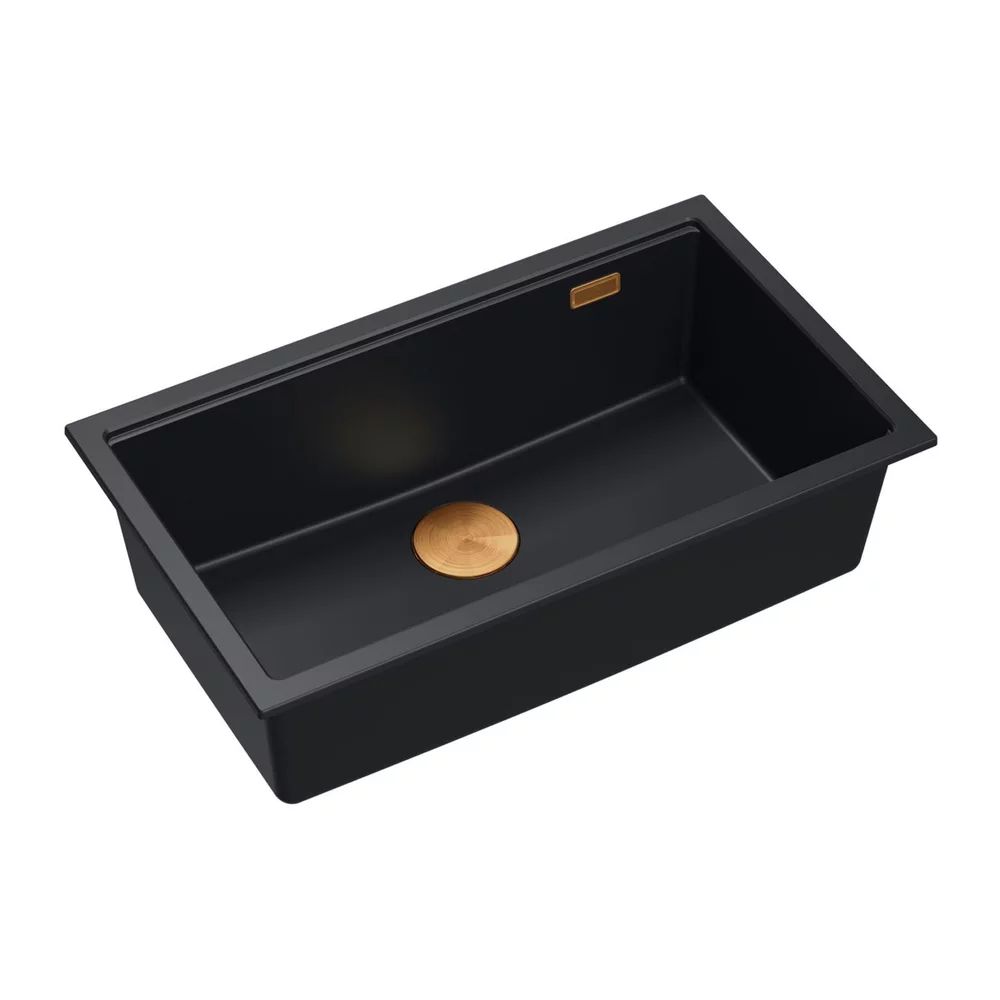 Chiuveta compozit incastrata Quadron Logan 110 negru carbon - cupru 76x44 cm