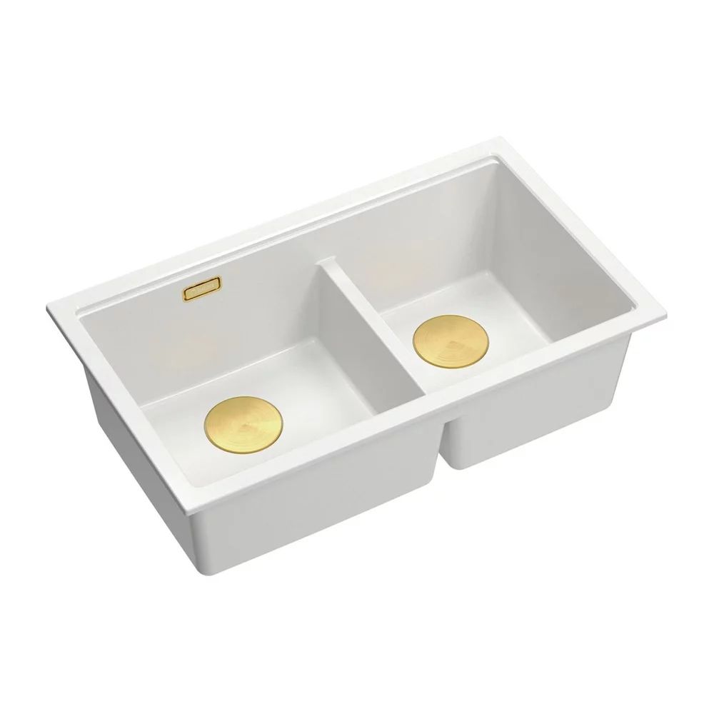 Chiuveta compozit incastrata Quadron Logan 120 alb - auriu 76x45 cm