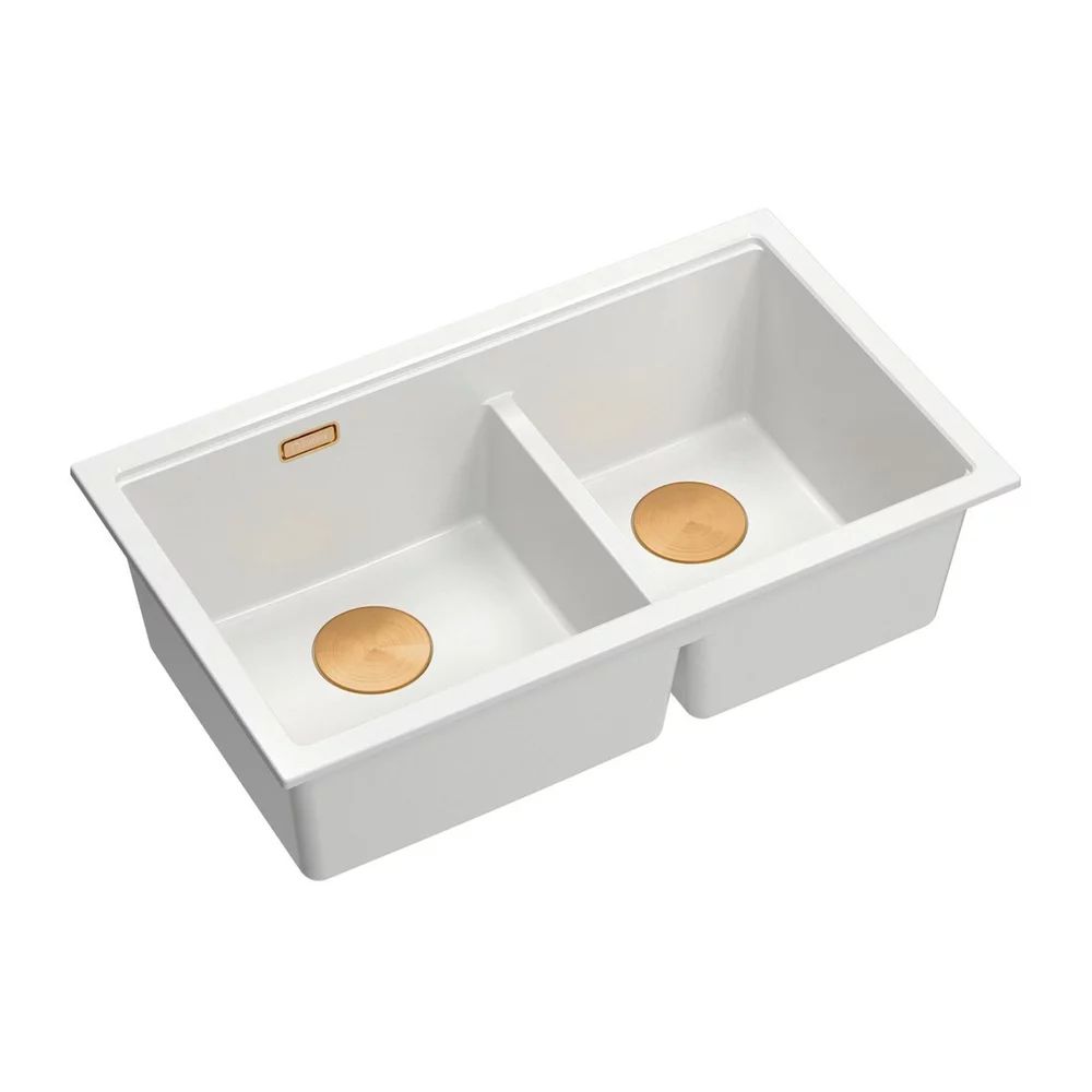 Chiuveta compozit incastrata Quadron Logan 120 alb - cupru 76x45 cm