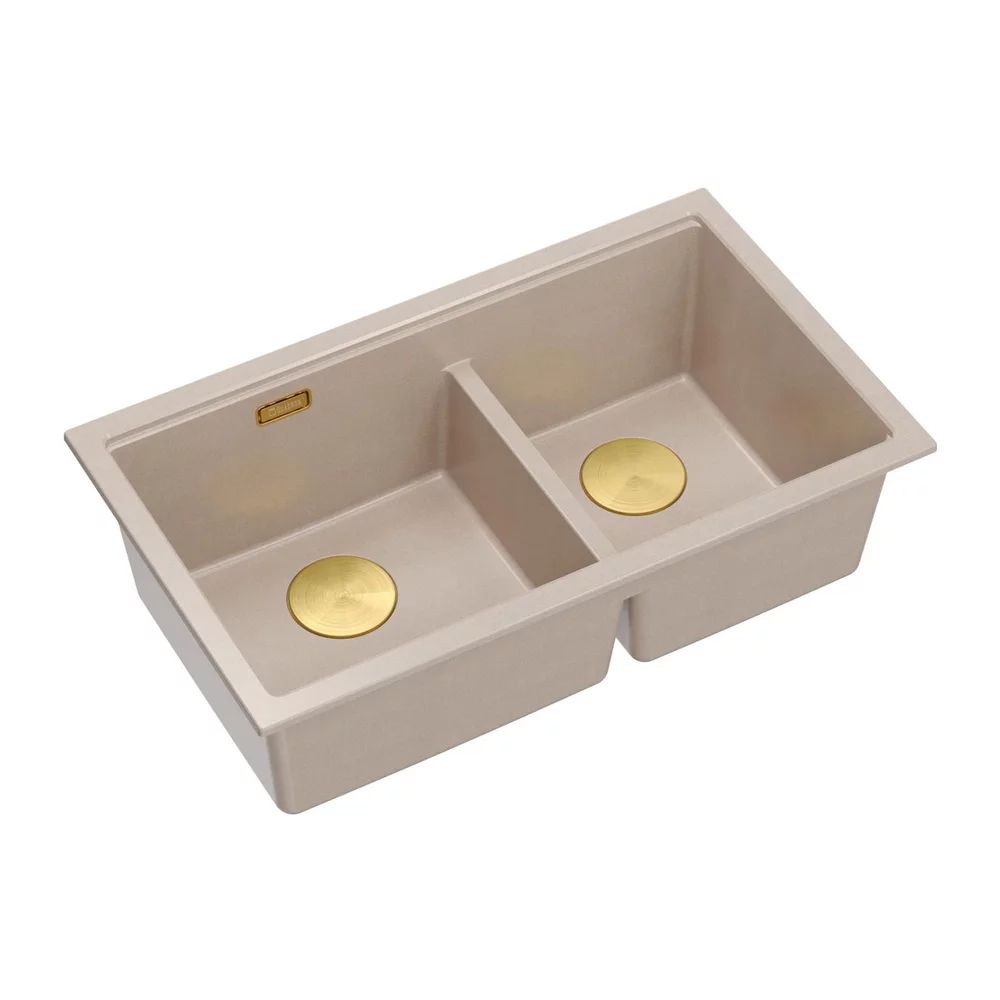 Chiuveta compozit incastrata Quadron Logan 120 bej - auriu 76x45 cm