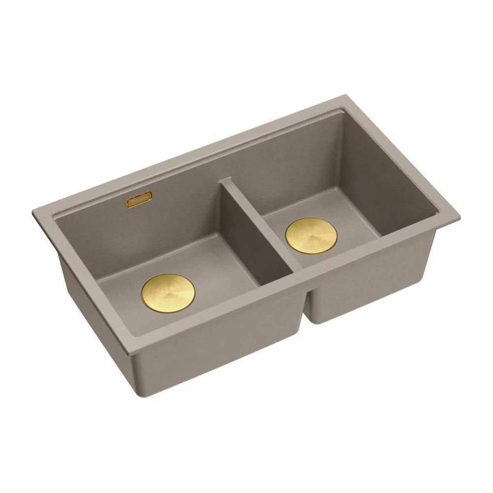 Chiuveta compozit incastrata Quadron Logan 120 bej soft taupe - auriu 76x45 cm