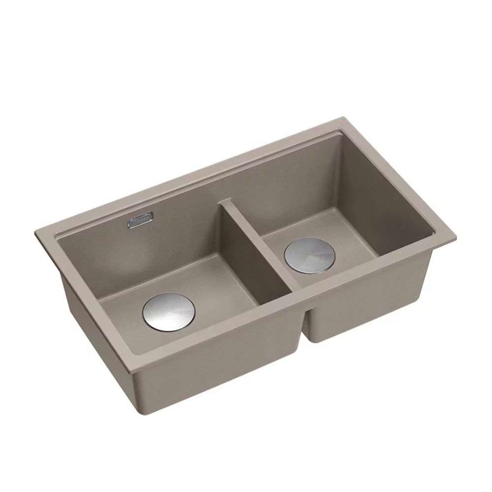 Chiuveta compozit incastrata Quadron Logan 120 bej soft taupe - inox 76x45 cm
