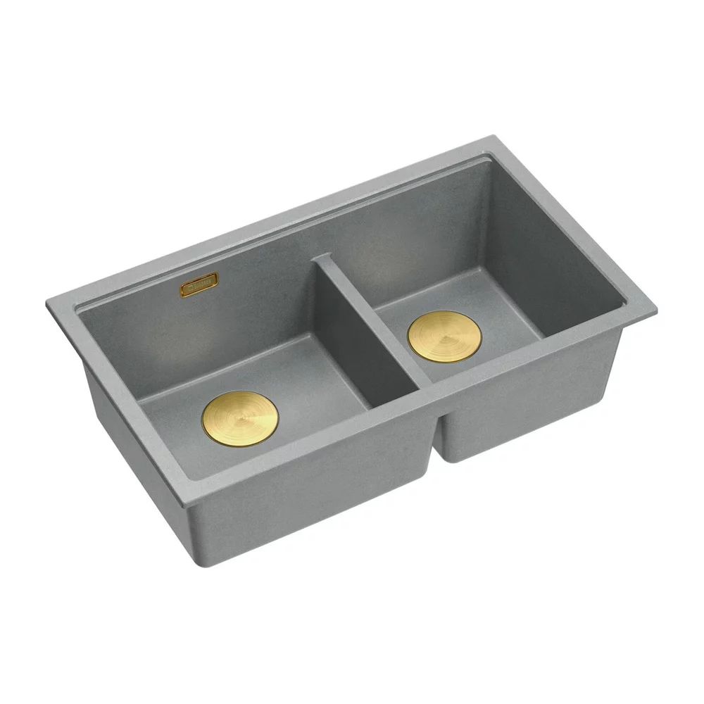 Chiuveta compozit incastrata Quadron Logan 120 gri - auriu 76x45 cm
