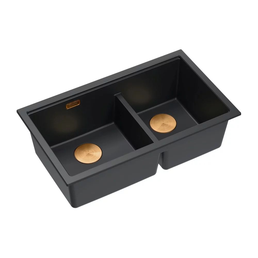 Chiuveta compozit incastrata Quadron Logan 120 negru carbon - cupru 76x45 cm