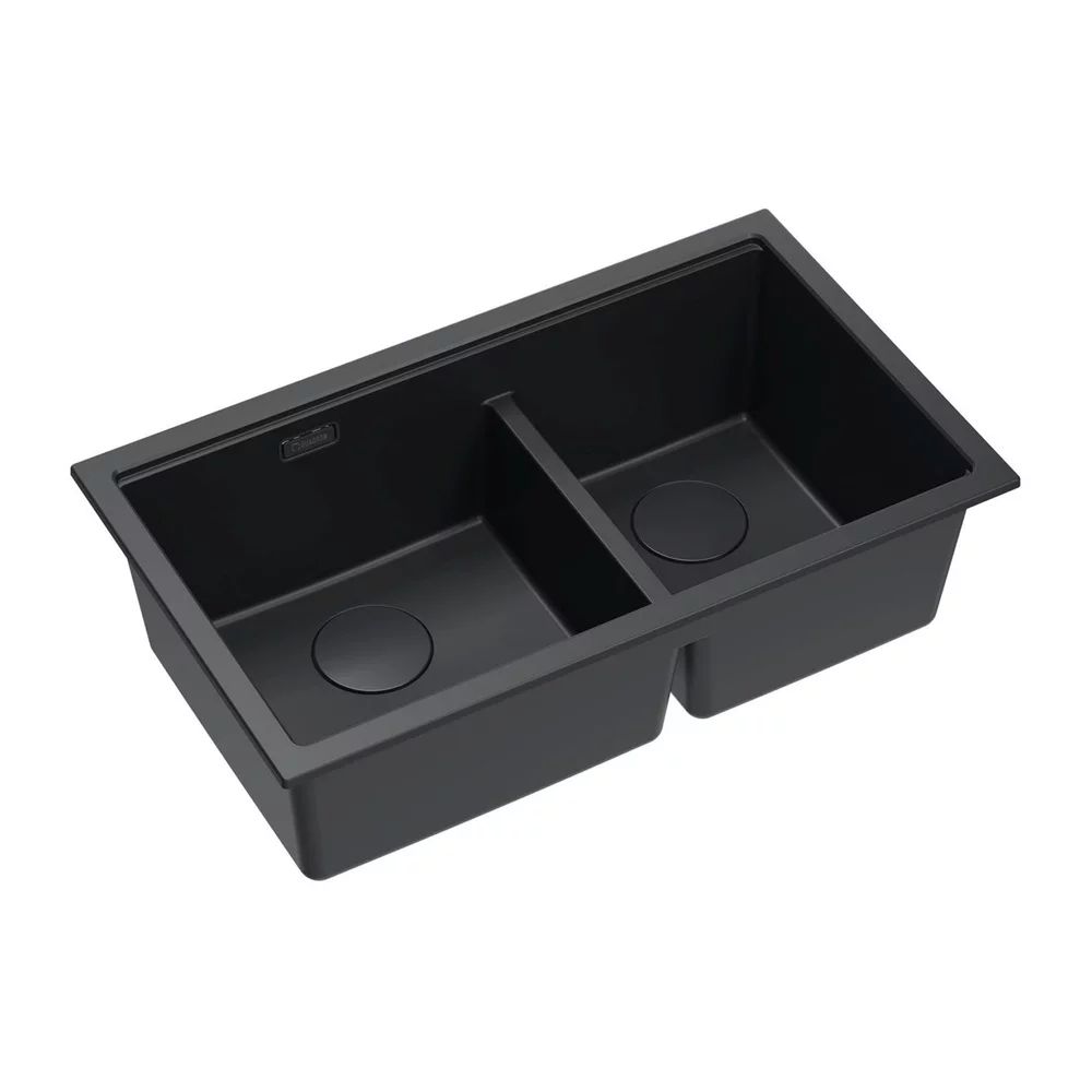 Chiuveta compozit incastrata Quadron Logan 120 negru pure carbon 76x45 cm