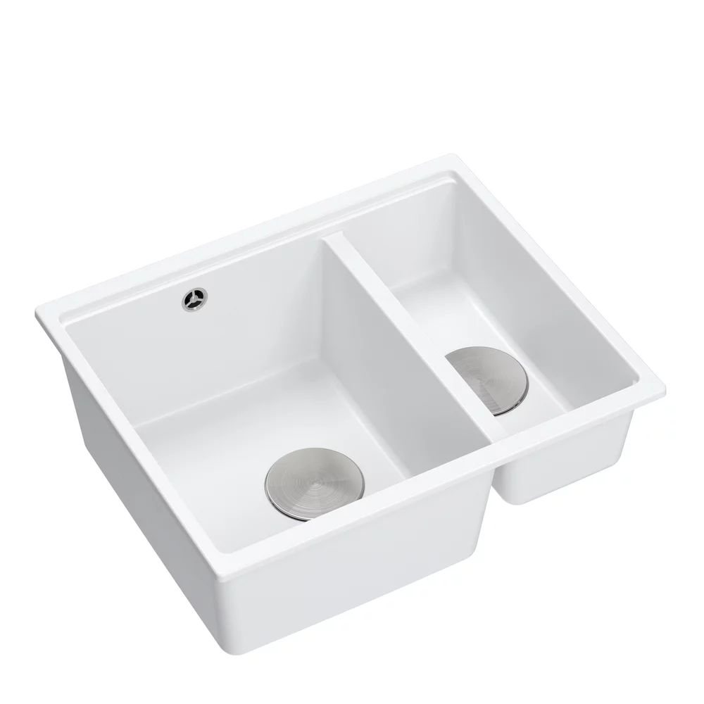 Chiuveta compozit sub blat Quadron Logan 150 alb - inox 56x46 cm
