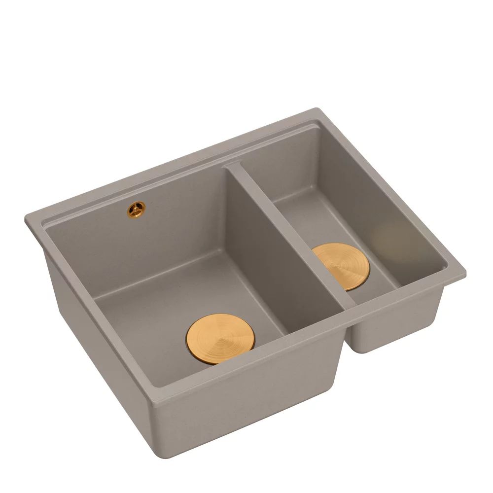 Chiuveta compozit sub blat Quadron Logan 150 bej - cupru 56x46 cm