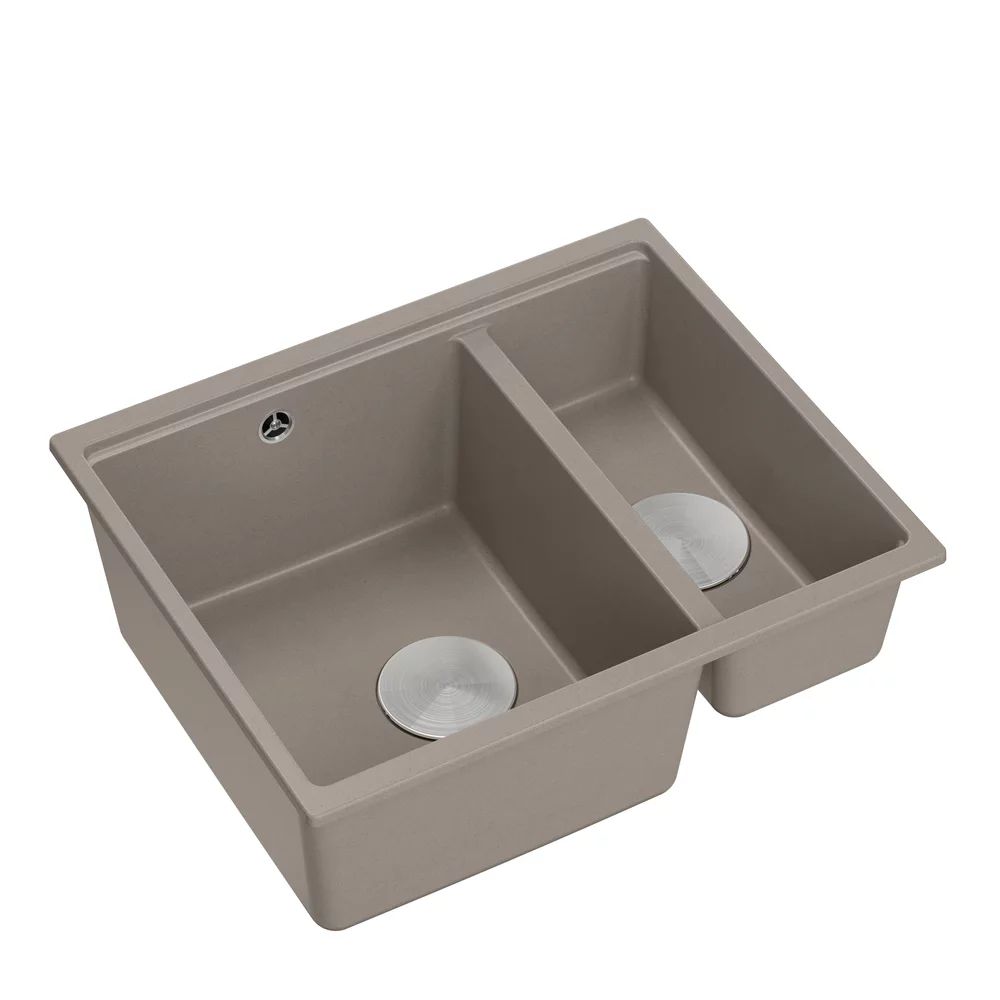 Chiuveta compozit sub blat Quadron Logan 150 bej - inox 56x46 cm