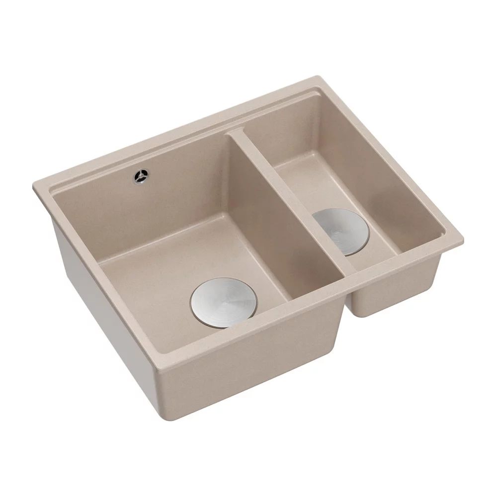 Chiuveta compozit incastrata Quadron Logan 150 bej - inox 56x46 cm