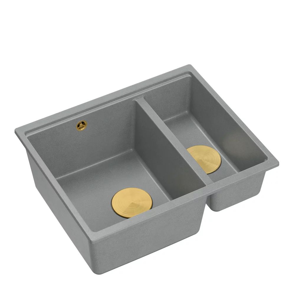 Chiuveta compozit sub blat Quadron Logan 150 gri - auriu 56x46 cm