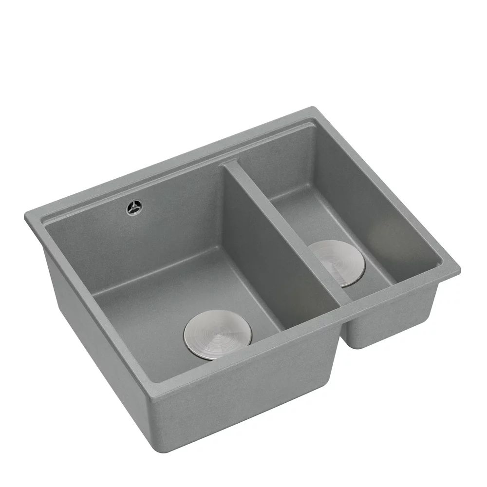 Chiuveta compozit sub blat Quadron Logan 150 gri - inox 56x46 cm