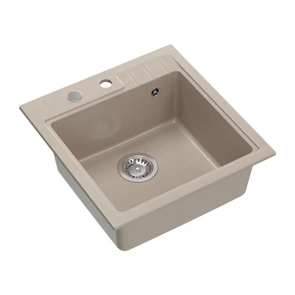 Chiuveta compozit incastrata Quadron Pop Peter 110 bej - inox 50x52 cm