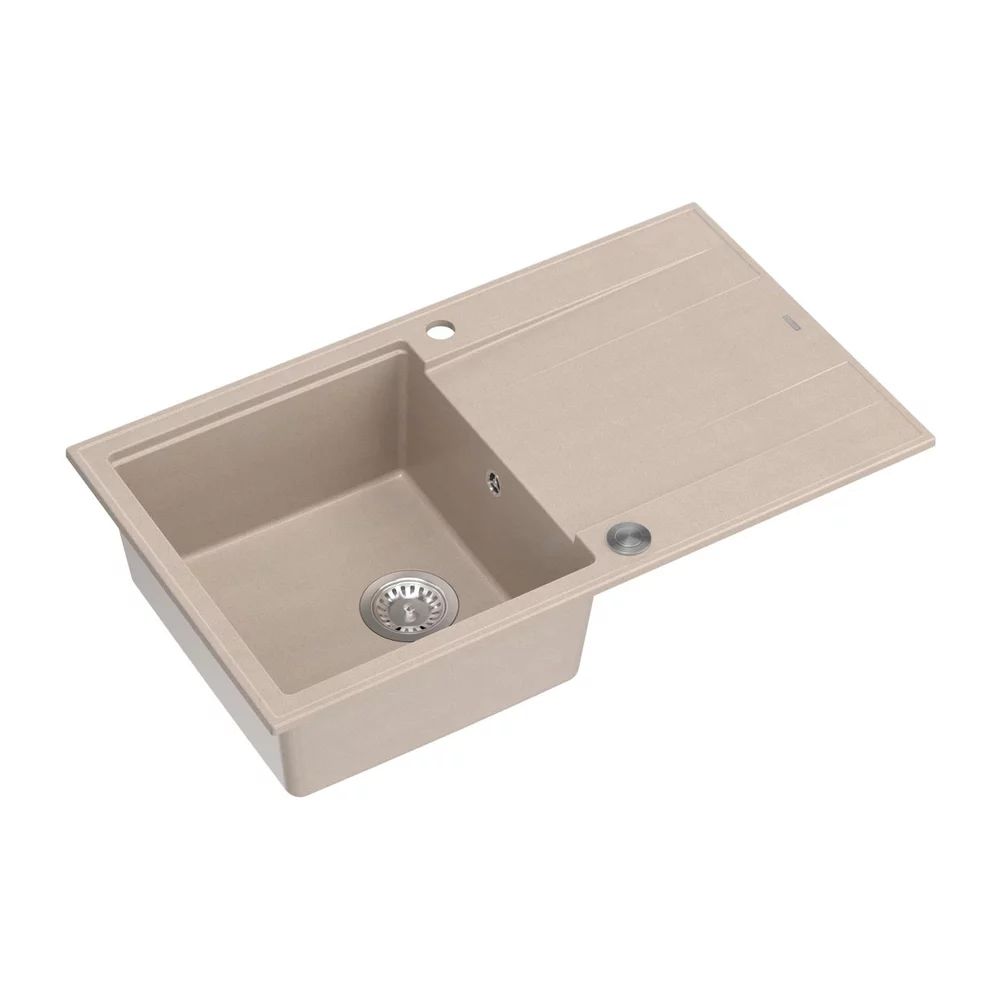 Chiuveta compozit incastrata Quadron Unique Evan 111 bej - inox 86x50 cm