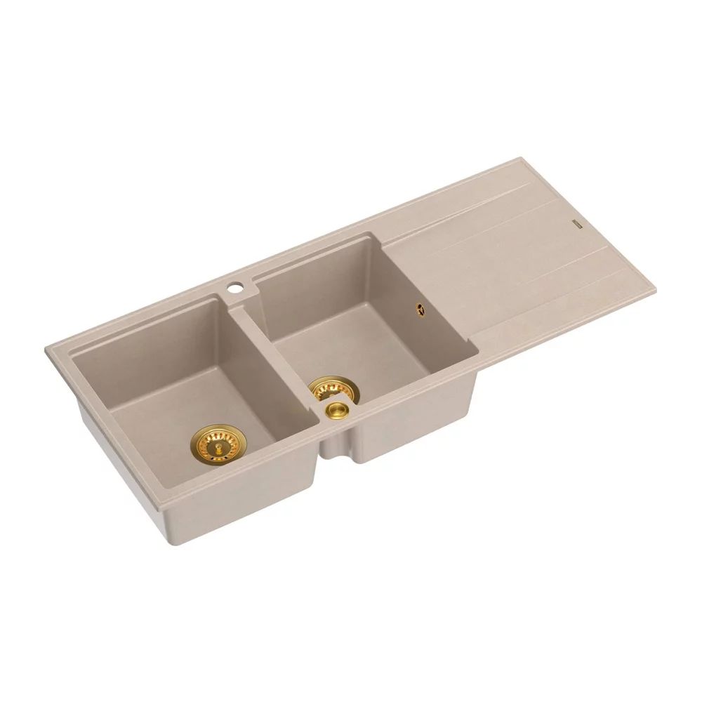 Chiuveta compozit incastrata Quadron Unique Evan 121 bej - auriu 116x50 cm