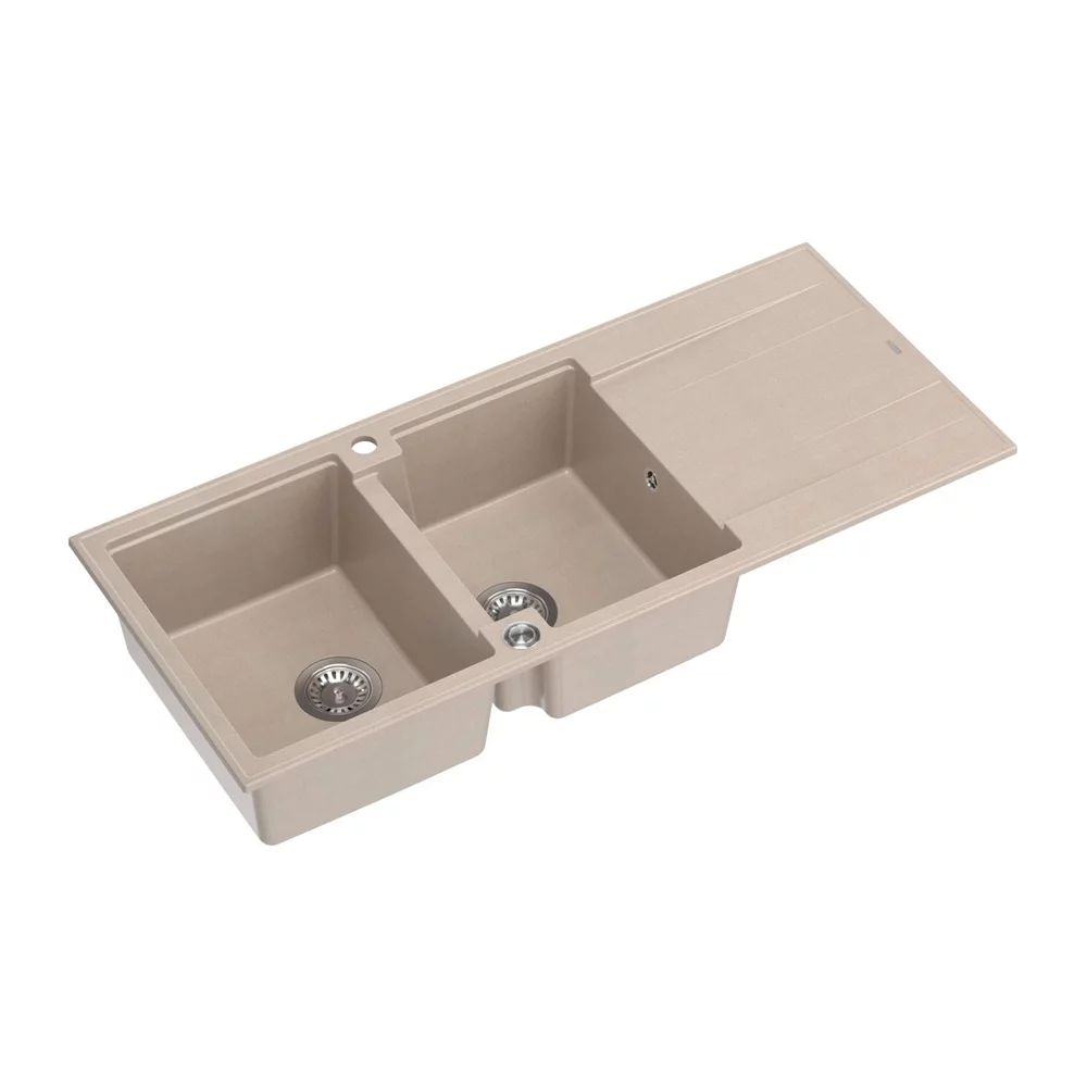 Chiuveta compozit incastrata Quadron Unique Evan 121 bej - inox 116x50 cm