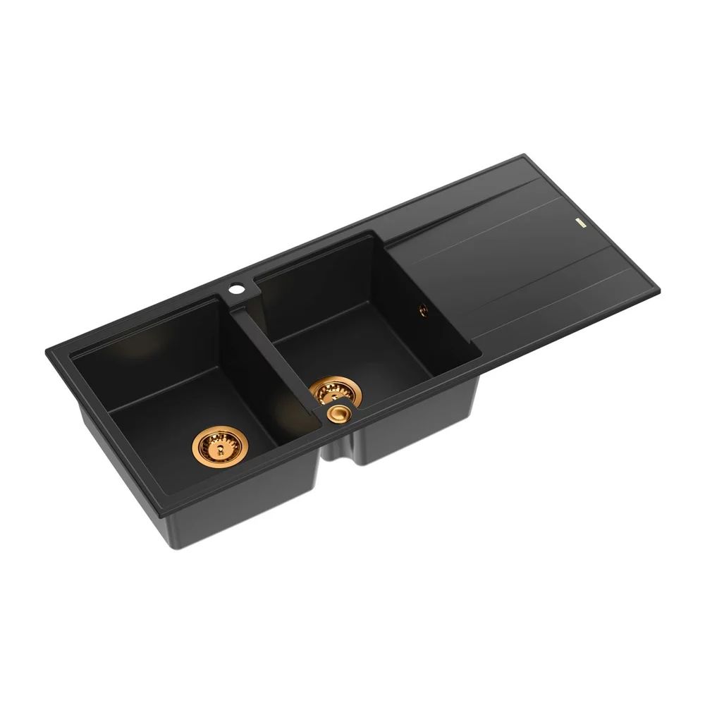 Chiuveta compozit incastrata Quadron Unique Evan 121 negru carbon - cupru 116x50 cm