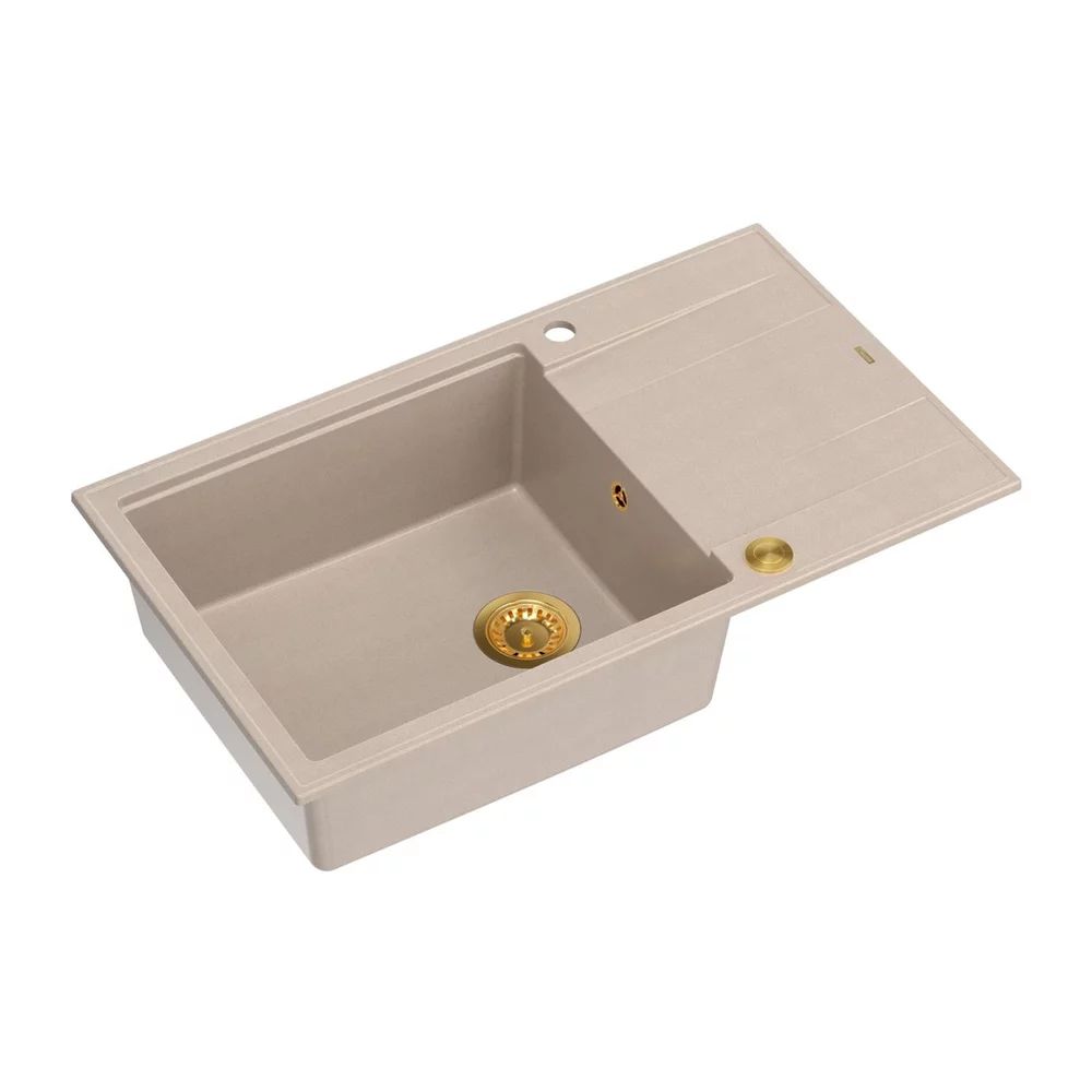 Chiuveta compozit incastrata Quadron Unique Evan 136 XL bej - auriu 86x50 cm
