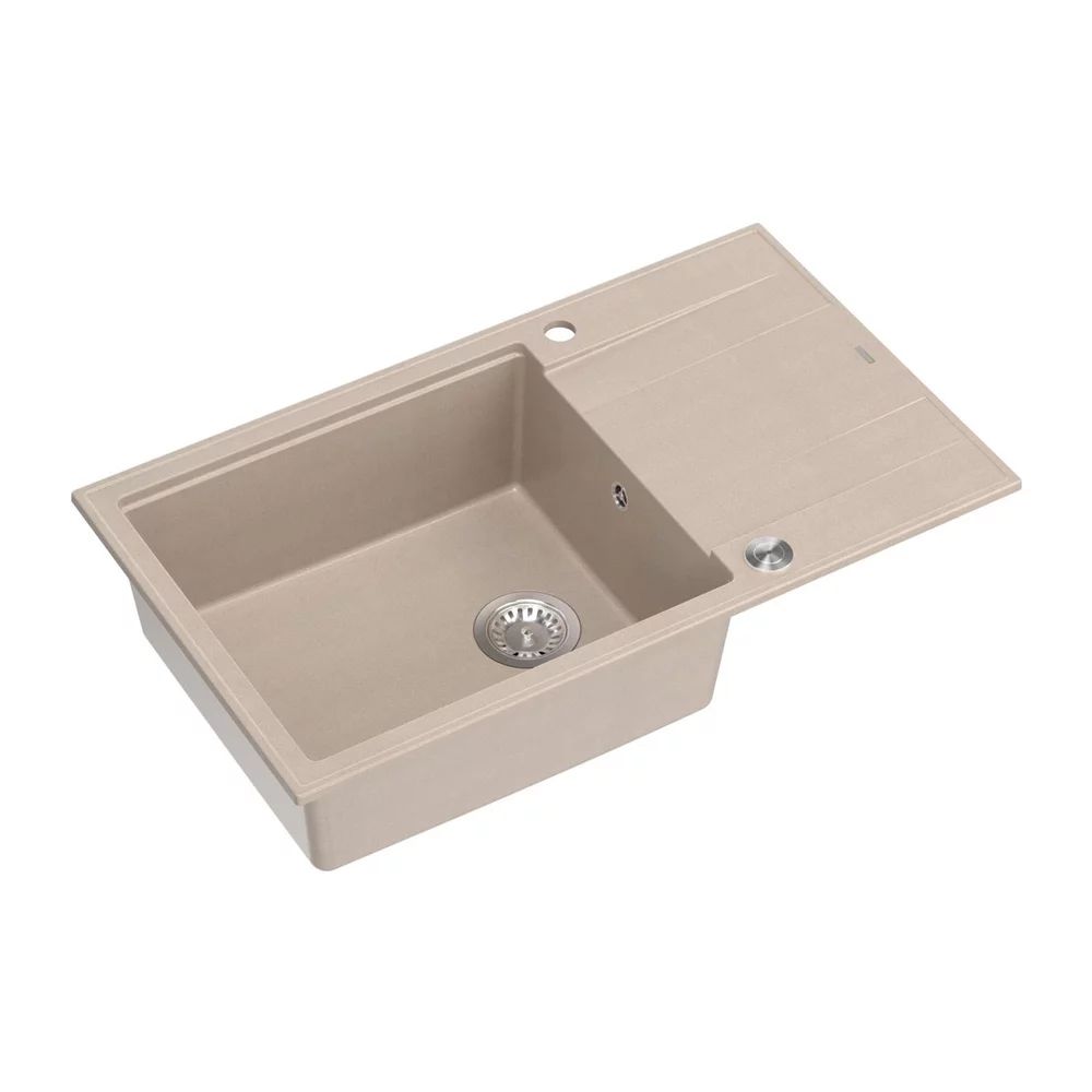 Chiuveta compozit incastrata Quadron Unique Evan 136 XL bej - inox 86x50 cm