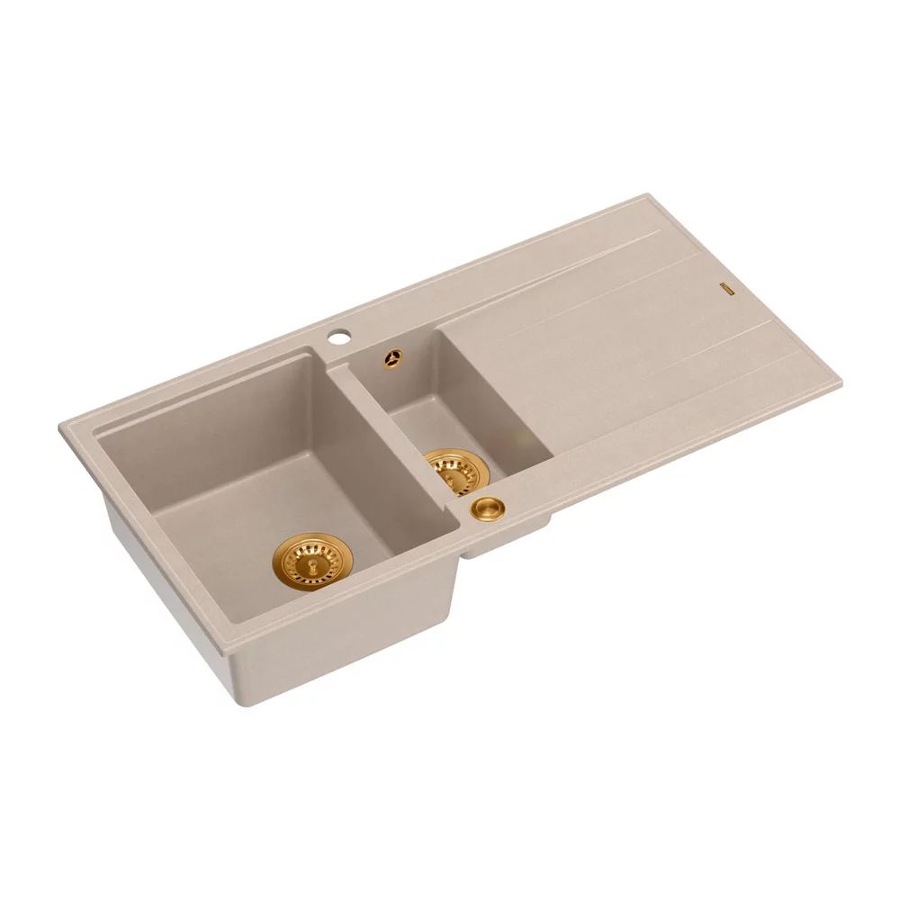 Chiuveta compozit incastrata Quadron Unique Evan 156 bej - cupru 100x50 cm