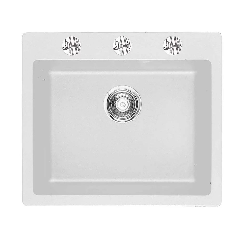 Chiuveta compozit Inter Ceramic finisaj granit alb 57x50 cm