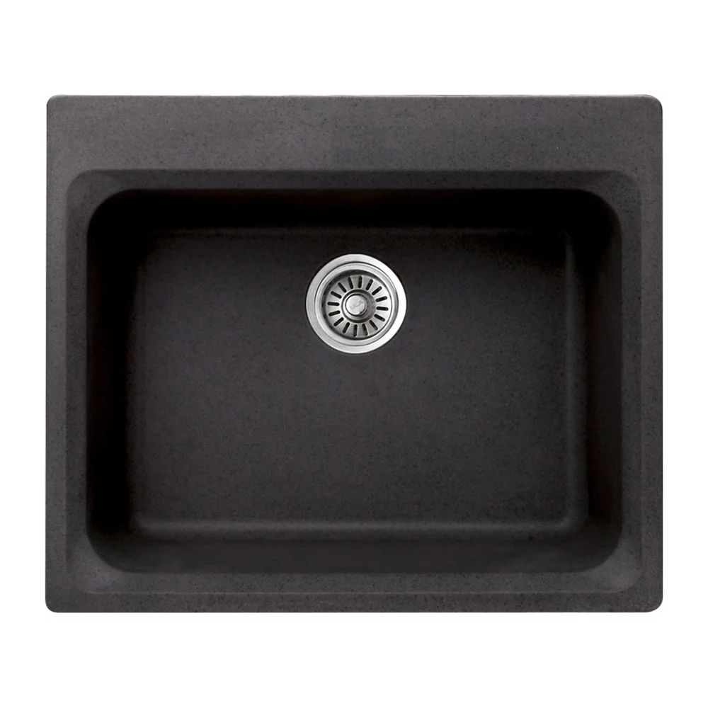 Chiuveta compozit Inter Ceramic finisaj granit negru 62x52cm fara picurator