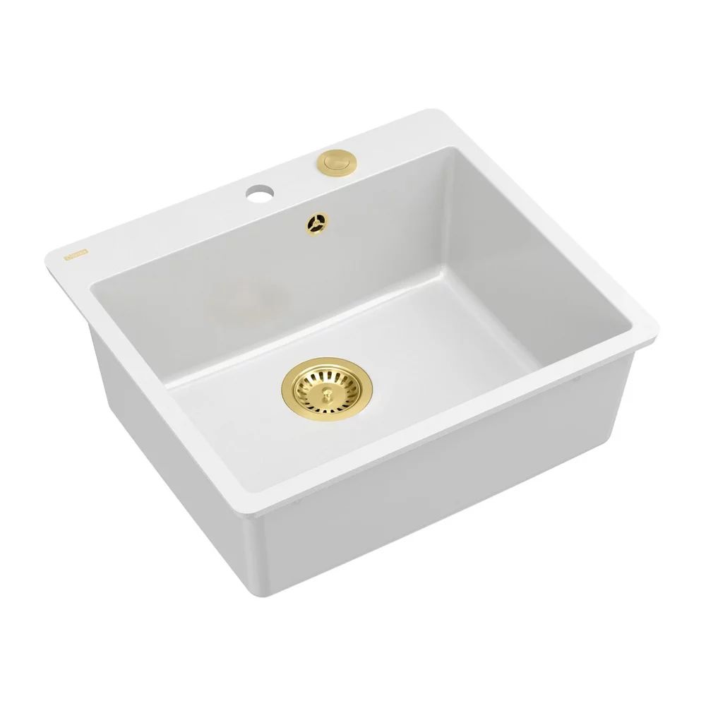 Chiuveta compozit Quadron Unique Morgan 110 alb - auriu 57x50 cm