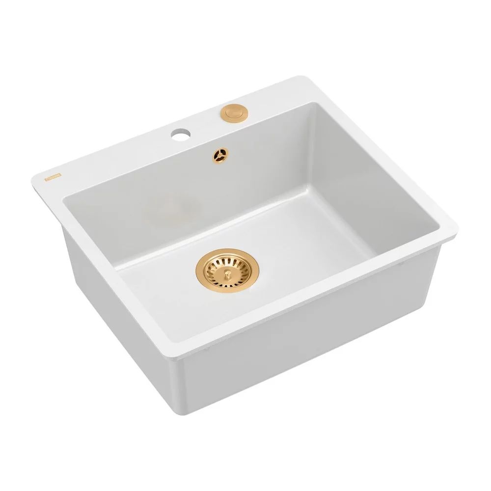 Chiuveta compozit Quadron Unique Morgan 110 alb - cupru 57x50 cm