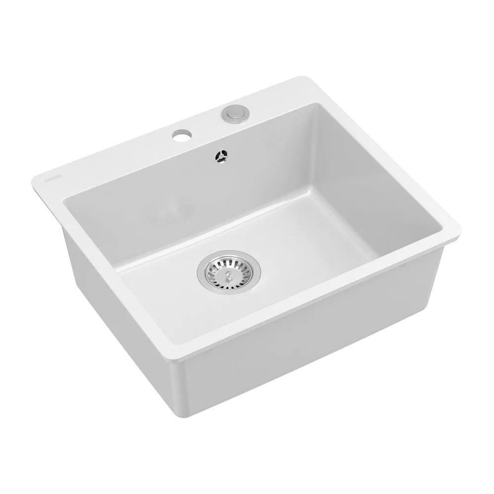 Chiuveta compozit Quadron Unique Morgan 110 alb - inox 57x50 cm