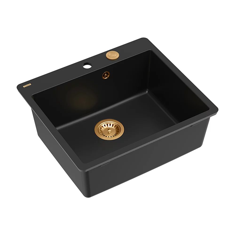 Chiuveta compozit Quadron Unique Morgan 110 negru carbon - cupru 57x50 cm