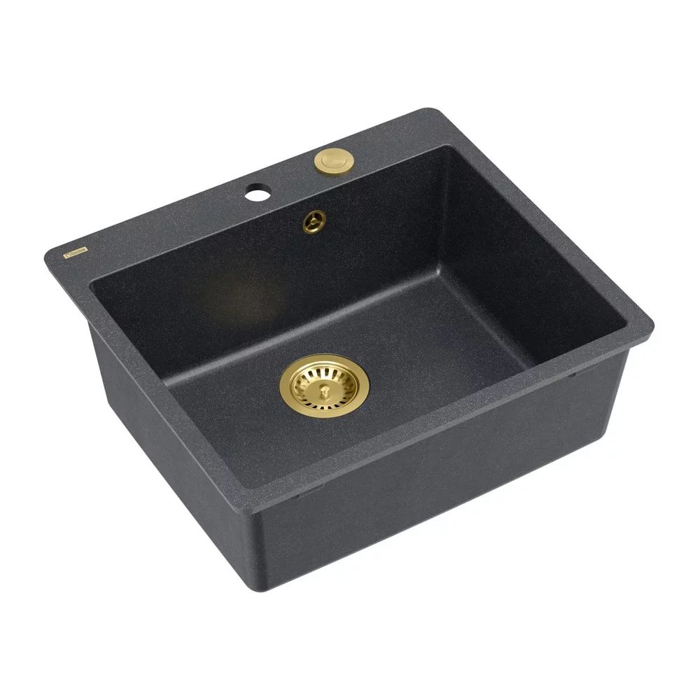 Chiuveta compozit Quadron Unique Morgan 110 negru diamant - auriu 57x50 cm