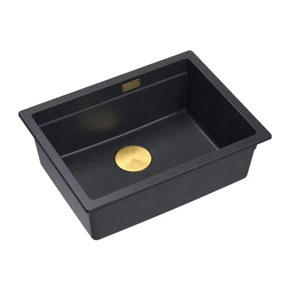 Chiuveta compozit sub blat Quadron Logan 100 negru diamant - auriu 56x45 cm