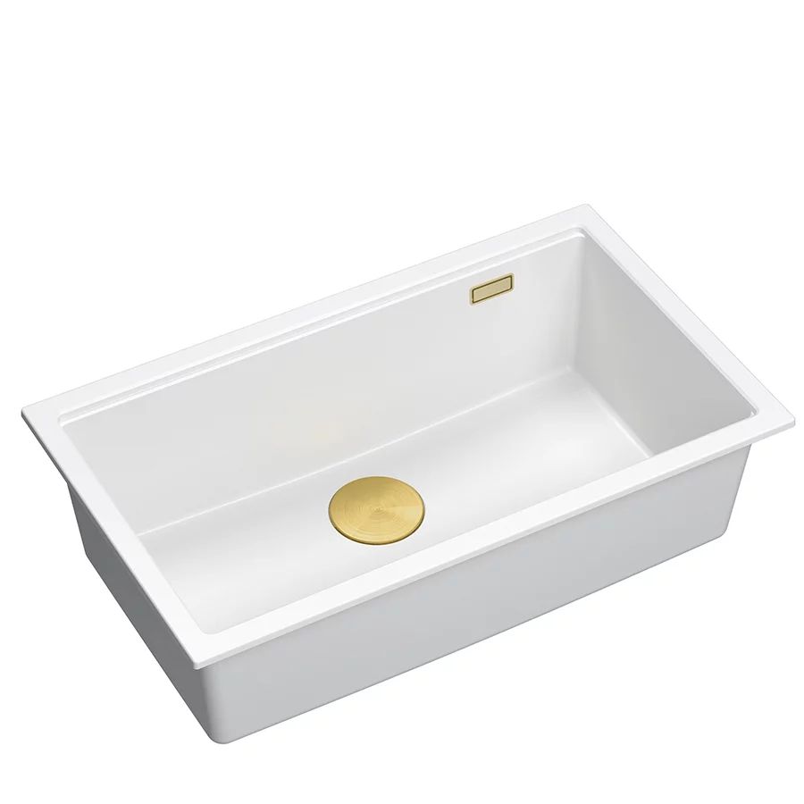 Chiuveta compozit incastrata Quadron Logan 110 alb - auriu 76x44 cm