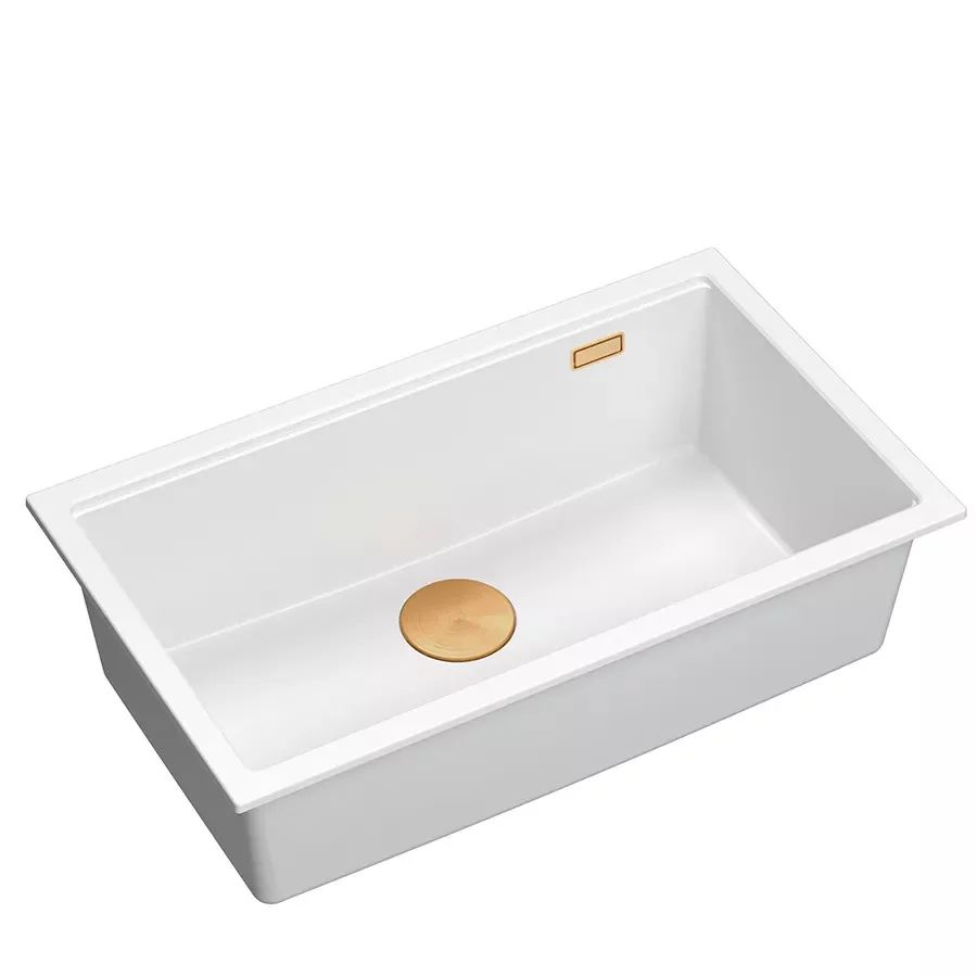 Chiuveta compozit incastrata Quadron Logan 110 alb - cupru 76x44 cm