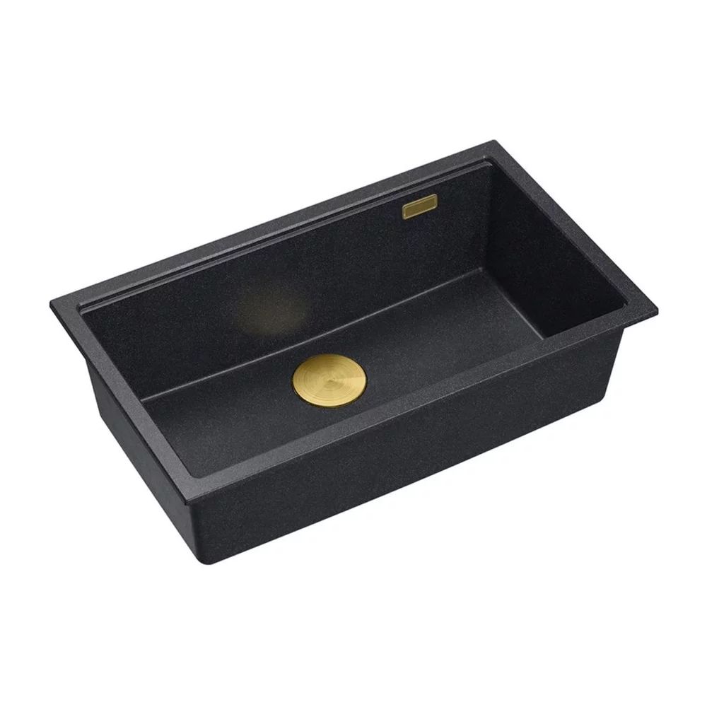 Chiuveta compozit sub blat Quadron Logan 110 negru diamant - auriu 76x44 cm