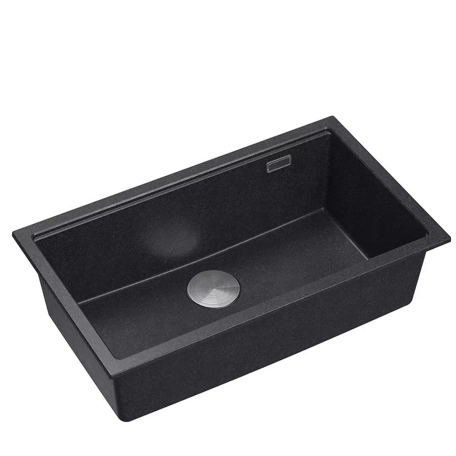 Chiuveta compozit incastrata Quadron Logan 110 negru - inox 76x44 cm