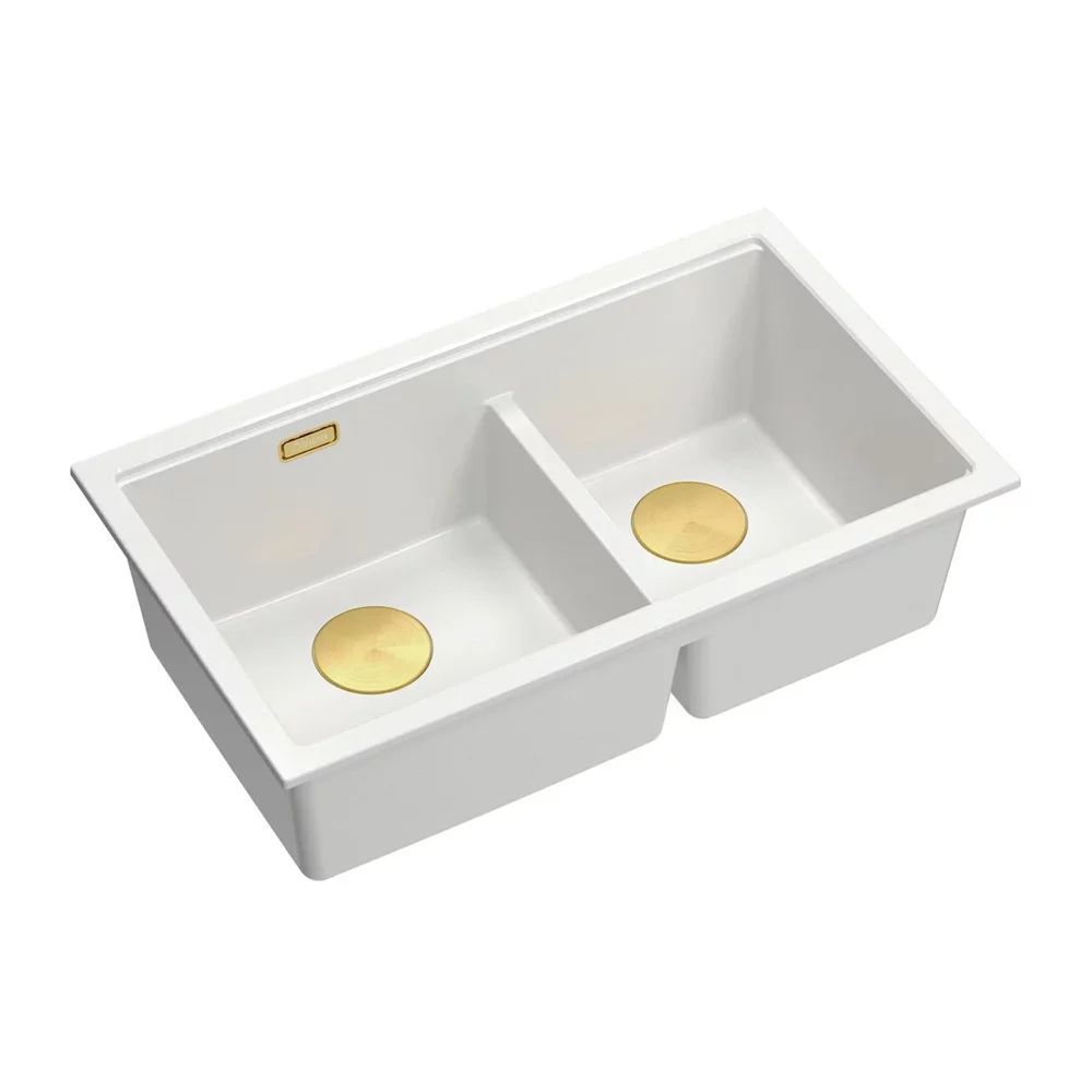 Chiuveta compozit sub blat Quadron Logan 120 alb - auriu 76x45 cm