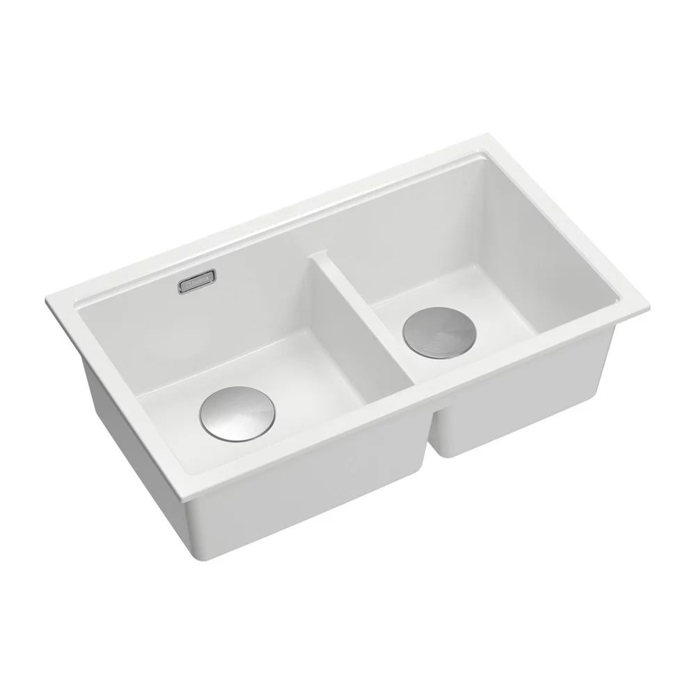 Chiuveta compozit sub blat Quadron Logan 120 alb - inox 76x45 cm