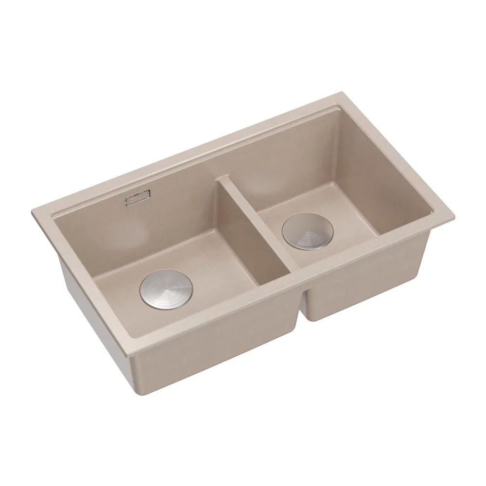 Chiuveta compozit sub blat Quadron Logan 120 bej - inox 76x45 cm