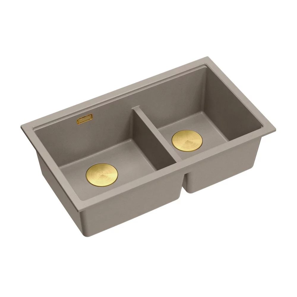 Chiuveta compozit sub blat Quadron Logan 120 bej soft taupe - auriu 76x45 cm