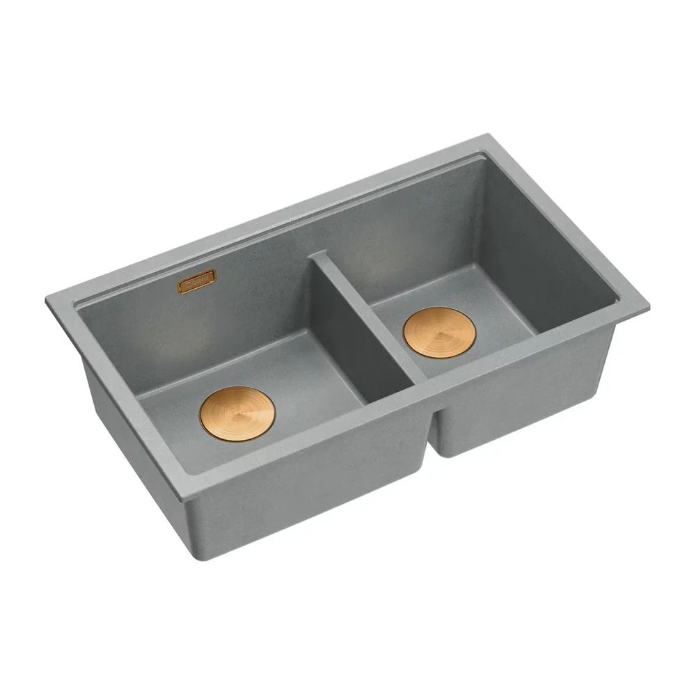 Chiuveta compozit sub blat Quadron Logan 120 gri - cupru 76x45 cm