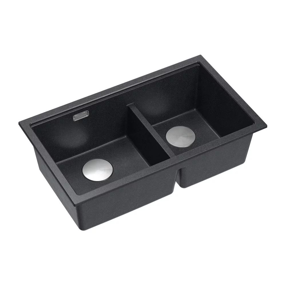 Chiuveta compozit sub blat Quadron Logan 120 negru diamant - inox 76x45 cm